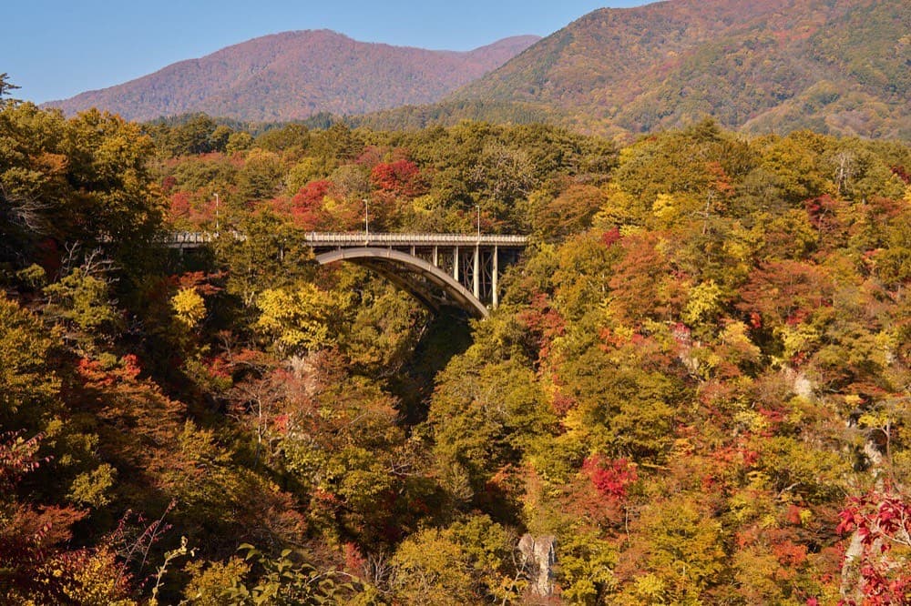 大深沢橋と鳴子峡の紅葉